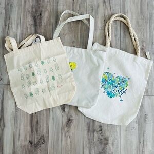Set of Three Canvas Tote Bags NEW